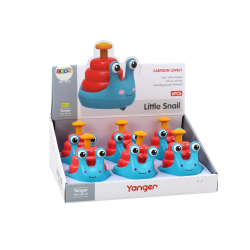 Cheerful Snail On Wheels Riding Blue And Red